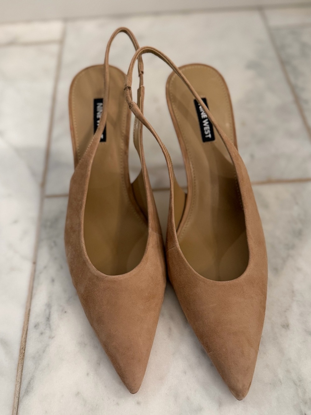 NWT Nine West Palomma Tan Suede leather Pointed-Toe Slingback Pumps